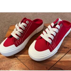 JENN ARDOR Red Canvas Mules Sneakers Slip On Shoes Women Size 7 NWB